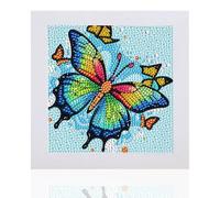 DiiWmme Diamond Painting Kit for Kids Ages 5-12, Butterfly Arts and Crafts with Wooden Photo Frame, DIY Girls Birthday Presents, Creative Room Decor and Holiday Present (Butterfly)