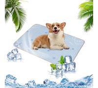 DiiWmme Dog Cooling Mat 70 x 50 CM,Reusable Pet Cool Mat for Dogs Cats Non-slip Pet Cooling Pads Cool Bed Mat Durable Foldable Self-Cooling Mat for Small Medium Dogs in Hot Summer (Blue)