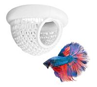 DiiWmme Floating Aquarium Hide Cave for Betta Fish, Safe Floating Tunnel Decor, Betta Hammock and Shrimp Hide for Fish Tank, Nano Aquarium Accessories to Encourage Breeding and Reduce Stress (White)