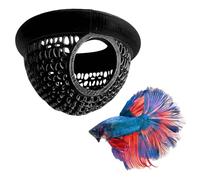 DiiWmme Floating Aquarium Hide Cave for Betta Fish, Safe Floating Tunnel Decor, Betta Hammock and Shrimp Hide for Fish Tank, Nano Aquarium Accessories to Encourage Breeding and Reduce Stress (Black)