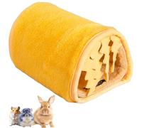 DiiWmme Guinea Pig Bed Rabbit Hideout with Curtains Soft Washable Tunnel Removable Cushion Anti Slip Cozy Cave for Hamsters Chinchillas Dwarf Rabbits Small Pets (Orange)