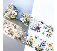 DiiWmme Handbook Decoration,Clear Flower Sticker Tape DIY Craft Material Decorative Stickers Scrapbooking Supplies Sticker Journal Accessories for Scrapbook,Planners,Bullet Journals (C)