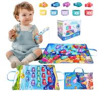 DiiWmme Montessori Fishing Toy for 1 Year Old, Fabric Fishing Game Toddler Toys with Stacking Cups, Color Sorting and Counting Toys for Toddlers 1-3, for Boys and Girls (B)