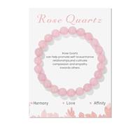 DiiWmme Natural Stone Healing Bracelet Rose Quartz for Women Self Love Relationship Enhancement Beaded Crystal Jewelry with Inspirational Card Yoga Meditation Harmony Gift for Her Mum Teen Girls
