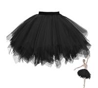 DiiWmme Women's Tulle Tutu Skirt for Parties Dancing, Elastic Waist Classic Skirt, Retro Design for Dress-up, Ballet Special Occasio, One Size (UK, Alpha, One Size, Regular, Regular, Black)