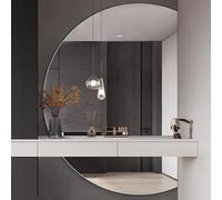 Dijateman 3 Colors Half Circle Fogless Backlit Wall Mirror with Lighted, Frameless Shatter-Proof Dressing Mirror, Dimmable, for Vanity Entryways Home Decor(Cut right,130cm)