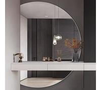 Dijateman 3 Colors Half Circle Fogless Backlit Wall Mirror with Lighted, Frameless Shatter-Proof Dressing Mirror, Dimmable, for Vanity Entryways Home Decor(Cut left,90cm)