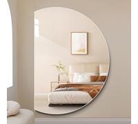 Dijateman Fashion Half Circle 3 Colors Dimmable Makeup Vanity Mirror, Anti-Fog, Backlit, Large Frameless Decorative Mirror for Living Room, Smart Touch(Right,110cm/43in)