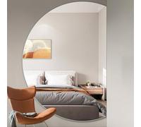 Dijateman Fashion Wall Mounted Dressing Mirror con Backlit 3 Colors Fogless Dimmable, Semicircle Frameless Art Deco Mirror for Bathroom, Vanity(Cut right,43in)