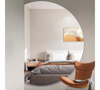 Dijateman Fashion Wall Mounted Dressing Mirror con Backlit 3 Colors Fogless Dimmable, Semicircle Frameless Art Deco Mirror for Bathroom, Vanity(Cut left,35in)