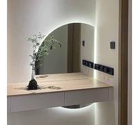 Dijateman Half Circle 43''x28'' Bathroom Mirror, Modern 51'' Backlit Full Length Mirror, Smart Anti-Fog, 3 Colors Dimmable, for Living Room, Home Decoration(Left,110cm/43in)