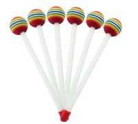 Dijedev 6 Pieces Lollipop Felt Drum Stick, 8.3 inch Timpani Mallets, Soft Foam Head Percussion Sticks, Rainbow Plastic Drumsticks Hand Percussion Toy for Adults Musical Instrument Accessories
