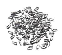 dijiusidy 200pcs Durable Pinch Bails Clasp Connector DIY Jewelry Making Including Pendants Necklaces Bracelets And Dangle Charms Metal Jewelry Findings Components Supplies Chain, Silver Black, 2x6mm