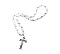dijiusidy Amazing Wooden St Benedict Rosary Beads Necklace Pendant With Exceptional Metal Crucifix Unique Jewelry Gift Zinc Alloy Cross Necklace Christian Cross