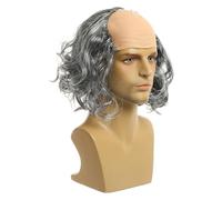 dijiusidy Balding Wig Crazy Scientist Theme Fun Costume Accessory Halloween Lightweight For All Balding Cap Wig Is Adding Fun Twist To Costume. Crazy Scientists, gray curly hair