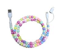 dijiusidy Bead Phone Cable 2 In 1 Multi Charger Cable USB-C To Phone Fast Charging For PVC Beaded Iphones Charger Cable, color