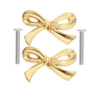 dijiusidy Brass Bow Shape Cabinets Knobs Stunning Gold Drawer Pulls Enrich Home Kitchen Cabinet Aesthetic Easy to Install for Home Kitchen Cabinet Hardware, 2PCS