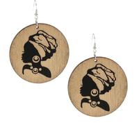 dijiusidy Circle African American Earrings Handcrafted Beautiful Natural Wood Lightweight Any Special Occasions With Unique Style Wooden Hook Dangle Drop Round Wooden Earrings