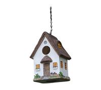 dijiusidy Colorful Hanging Bird House Shelter Rustic Style Bird Rest Place For Birds Yard Garden Tree Hanging House Watching Rain Or Snow. Parrot Rest Place Cage Outdoors, White, 14.2x12.5x20.5cm