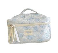 dijiusidy Cosmetic Case Floral Makeup Bag Companion for Girls Looking to Organize Cosmetic Essentials On Go Pens Pencils Quilted Wash Organizer Pouch for Womens Ladies, Blue, 25x16x15.5cm