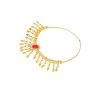 dijiusidy Elegant Belly Dance Headdress Necklace With Bells Intriguing Sounds When Dancing Tribal Dance And Parties Belly Headband Headdress Hair Band Headwear, Red Golden, 58cm