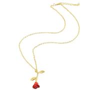 dijiusidy Golden Vintage Red Rose Pendant Necklace Personalized Jewelry Gift Representing Love For Every Occasion Golden Vintage Red Rose Flower Pendant Necklace