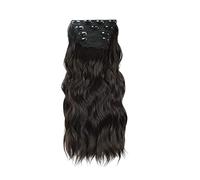 dijiusidy Long Wavy Wig Pieces Natural Hair Look With Large Waves Four Piece Set Of Long Wavy Wig Pieces High Temperature Fiber, Brown Black, 55CM