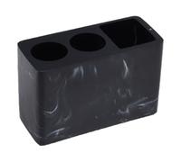 dijiusidy Marbled Grain Toothbrush Stand and Organizer with Three Compartments for Electric and Ordinary Toothbrushes Bathroom Accessories Organizer Countertop Accents, Black, 14x6.1x9cm