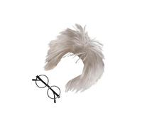 dijiusidy Old Man Wig Crazy Physicist White Halloween Punk Party Wig Old Teacher Dressing Up Fun Costume Accessory For Adults Man Adults Men White Crazy Physicist, and Glasses, 20cm hair