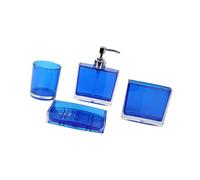 dijiusidy Practical Gift Idea Bath Essential Set with Soap Dispenser Lotion Bottle Toothbrush Holder Hotel Business Travel Tidy, Blue