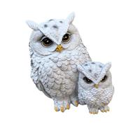 dijiusidy Resin Owl Sculpture Decor Statue For Porch Home Yard Artistic Decorative Ornaments Beautiful Animal Bird Sculptures Lifelike Scare Away, White, 18x13.5cmx20.5cm