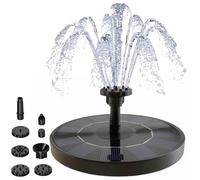 dijiusidy Solar Water Fountain, Circle Solar Powered Water Fountain Pump with 6 Nozzles, Floating Solar Fountain for Bird Bath, Garden, Pond, Pool (16cm, 7V-1.5W)