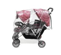 dijiusidy Tandem Stroller Rain Cover Double Pram Weather Universal | Clear PVC With Side Air Vents Flexible Cold Resistant Fits Twin Buggies Easy Install Remove