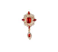 dijiusidy Vibrant Brooch Pin With Red Gemstone Highlighted By Crystal Rhinestone In Unique Angle Tears Shape Fashion Jewelry Gift For Women Wedding Bridal