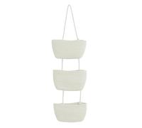 dijiusidy Wall Hanging Basket Cotton Over Door Hanging Basket Magazine Rack Chic Way To Declutter Space Living Room 3 Tier Hand Woven Wall Storage , white , 105cm