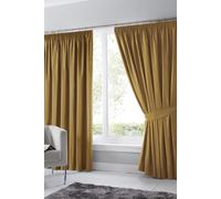 'Dijon' Thermal and Blackout Fully Lined Pencil Pleat Curtains Fusion Mustard 117cm width x 137cm drop