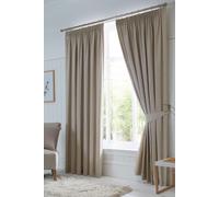 'Dijon' Thermal and Blackout Fully Lined Pencil Pleat Curtains Fusion Natural 168cm width x 183cm drop