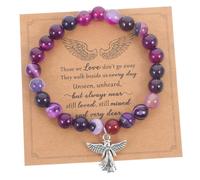 DIKACA 1 Set Memorial Beaded Bracelet Set for Bereavement Unique with Card Elastic Fit for Comfort Remembrance for Grieving