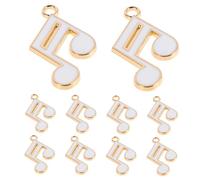 DIKACA 10 Pcs Enamel Music Note Charms Pendants Zinc Alloy DIY Jewelry Findings for Necklace Bracelet Earrings Accessories White for Creative Craft