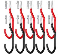 DIKACA 10 Pcs Heavy-Duty Bicycle Storage Hooks with Coated Iron Surface Screw-in Wall and Ceiling Mount Bike Hangers for Garage and Workshop Includes Expansion Tubes for Secure