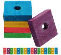 DIKACA 100 Pcs Parrot Wooden Chew Vibrant Mixed Color Bird Chewing Chips for Teeth Grinding Safe Natural Wood Bird for Macaws Cockatiels Parakeets and More