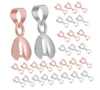 DIKACA 100pcs DIY Necklace Connectors Bead Pendant Clasps Copper Alloy Bail Clasp for Jewelry Making with Rose Gold Silver Tone for Crafting Unique Charms