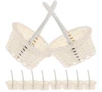 DIKACA 10pcs Multi-Function Rattan Woven Vegetable Baskets Handheld Decorative Flower Storage Baskets for Home Office Bedroom Natural Material