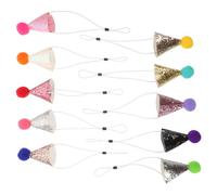 DIKACA 10pcs Pet Birthday Hats for Dogs Cats Adjustable Glitter Cone Caps with Colorful Pom Poms Lightweight Party Headbands for Puppy Kitten Costume Accessories
