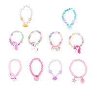 DIKACA 10Pcs Unicorn Rainbow Ice Cream Rose Bead String Bracelets for Mixed Color Cartoon Wrist Chains with Craftsmanship and Safe Materials