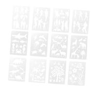 DIKACA 12pcs Figure Animal Plant Painting Stencils for DIY Drawing Template Creative Art Supplies Safe Material Easy to Use