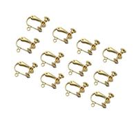 DIKACA 12pcs Golden Flat-top Earring Components with Hole Non-pierced Earrings for Lightweight Jewelry Findings for Party School Work Travel and Daily Wear