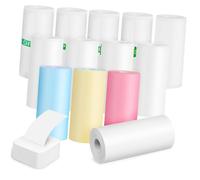 DIKACA 13 Rolls Colorful Thermal Printer Paper Sticky Adhesive Mini for Pocket Printers Includes Plain Colored White Label Paper for Receipts Tickets and Creative Printing