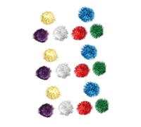DIKACA 18pcs Glitter Cat Tinsel Pom Pom Balls Sparkling Play for Indoor Cats Kittens Interactive Chew and Chase Pet Entertainment Random Color