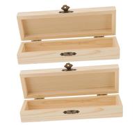 DIKACA 2 Pcs Solid Color Wooden Pencil Box Thickened DIY Storage Case for School Rectangle Multi-Function Stationery Holder Without Lock Creative Gift for Painting and Graffiti Projects